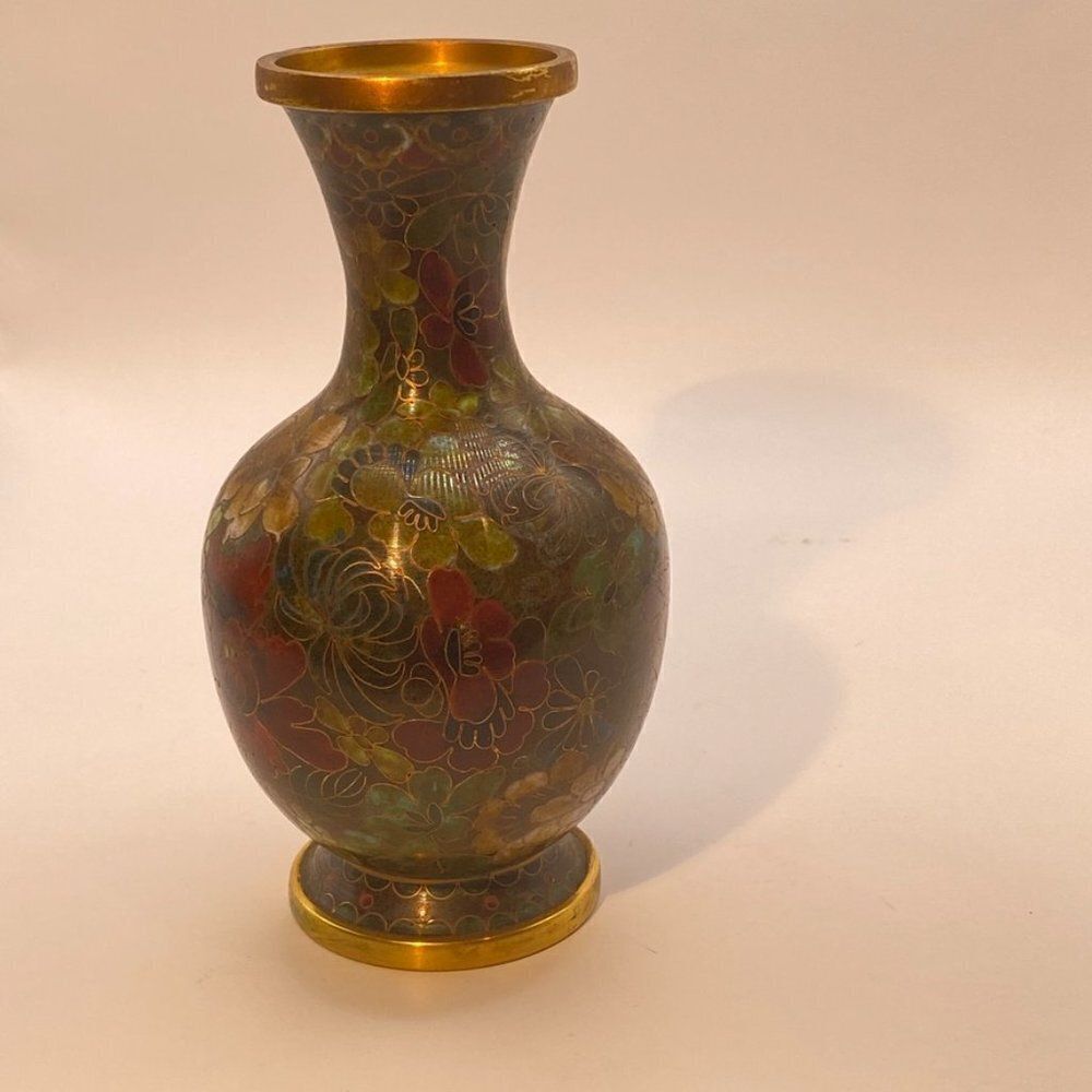 Antique Chinese Floral Cloisonne Enamel Vase - Picture 5 of 14